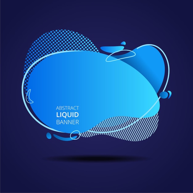 bannière liquide avec des formes et des lignes abstraites bleues