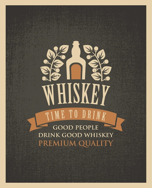 Bannière Avec Logo De Bouteille De Whisky Sur Tissu