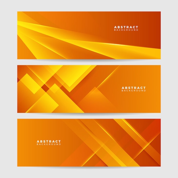 Bannière longue vecteur abstrait jaune orange moderne fond minimal avec vagues flèches formes géométriques et espace de copie pour le texte couverture des médias sociaux et modèle de bannière large Web