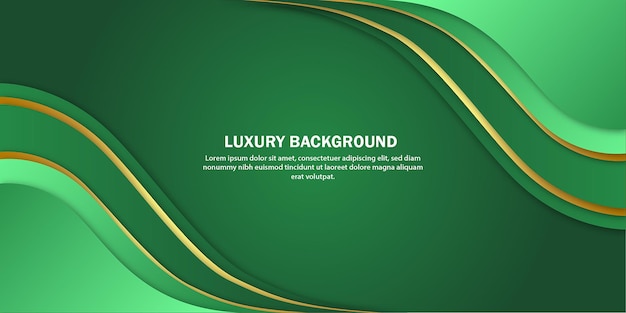 Bannière de luxe verte avec des lignes de formes