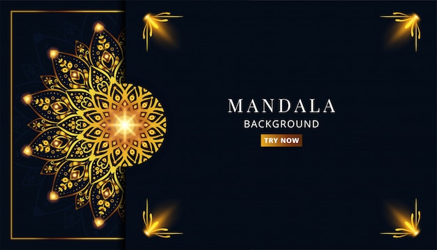 Bannière de mandala doré de luxe