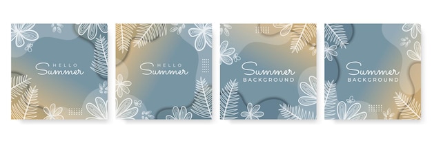 Vecteur bannière de médias sociaux d'été avec des fleurs et des feuilles d'été tropicales.