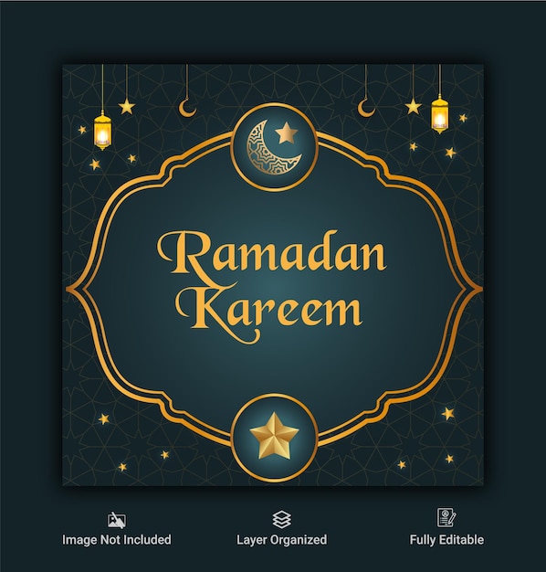 Bannière de médias sociaux ramadan kareem et modèle de conception de publication instagram