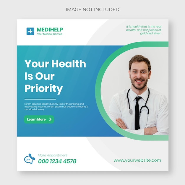 Bannière médicale ou conception de bannière de santé Modèle Vecteur Premium
