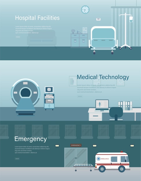 Bannière Médicale Avec Illustration Vectorielle De Concept D'installations Hospitalières