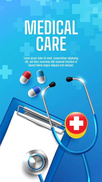 Bannière médicale et de soins de santé avec signes plus