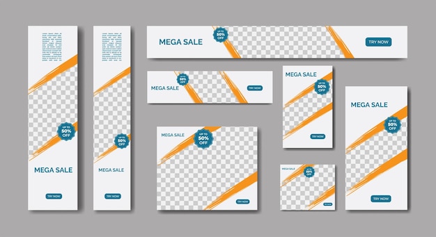 Bannière Mega Sale, conception de modèle de bannière publicitaire