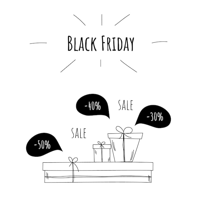 Bannière minimaliste dessinée à la main pour le Black Friday