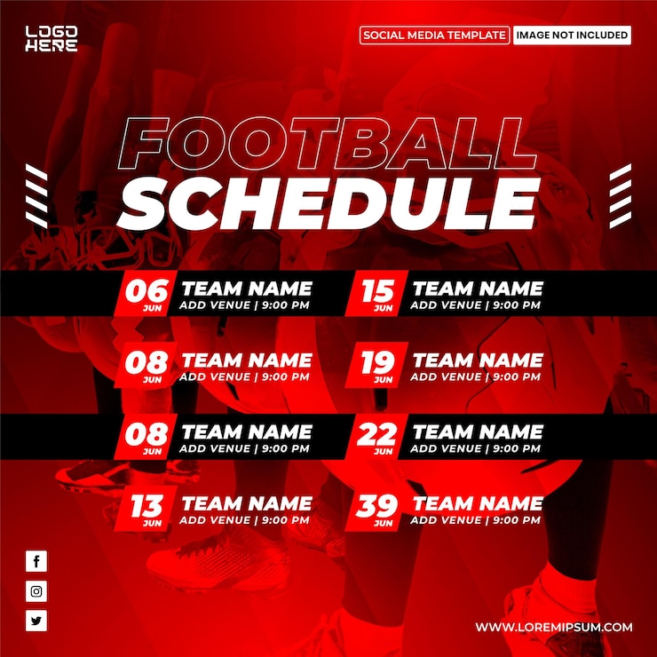 Vecteur bannière de modèle de calendrier de match de football américain