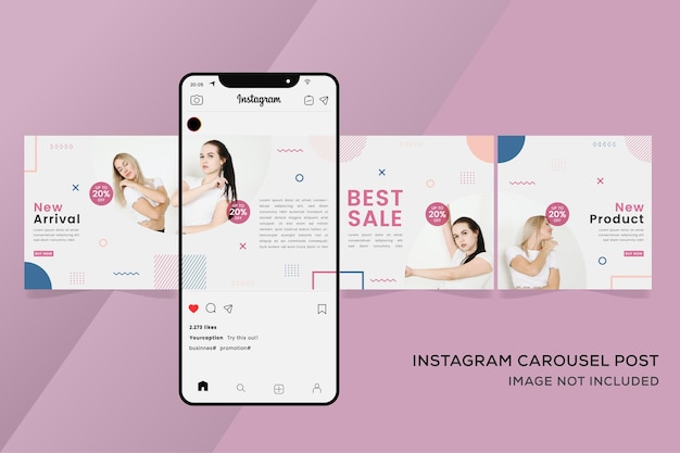 Bannière de modèles de carrousel instagram pour vente de mode coloré