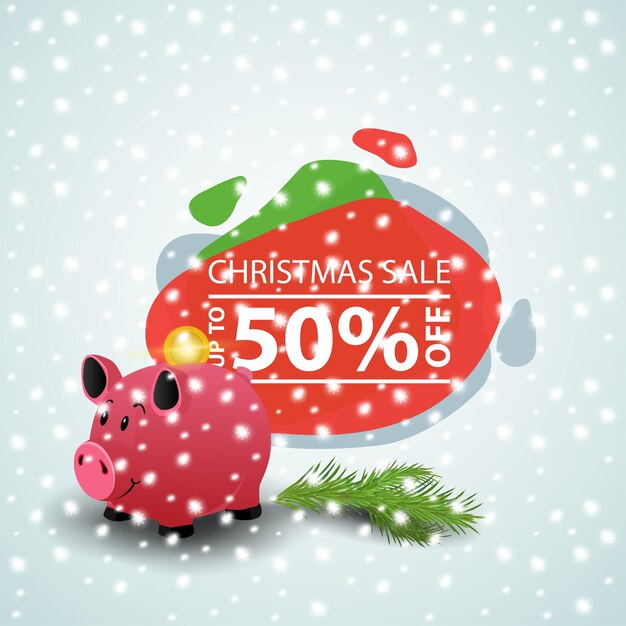 Bannière Moderne De Noël Avec 50% De Vente