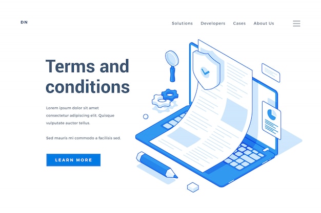 Bannière moderne représentant les conditions générales du site Web