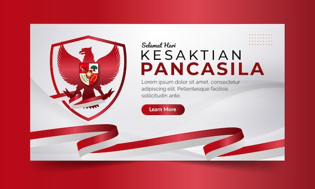 Bannière Nationale De La Journée Pancasila Indonésienne Avec Fond Rouge Et Blanc