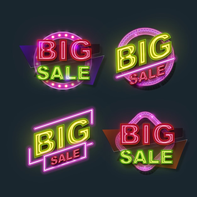 Bannière néon grande vente Design néon grande vente