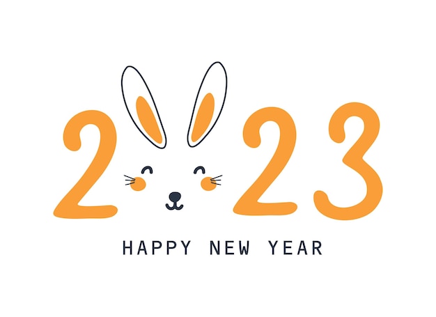 Bannière De Noël 2023 Avec Lapin Mignon. Illustrations Vectorielles