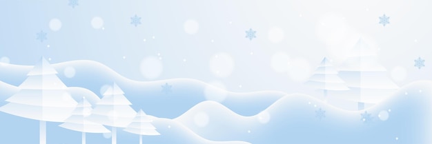 Bannière De Noël Bleue Et Blanche Avec Des Flocons De Neige Bonne Noël Et Bonne Année Bannière D'accueil Arrière-plan Horizontal De La Nouvelle Année En-têtes Affiches Cartes Site Web Illustration Vectorielle