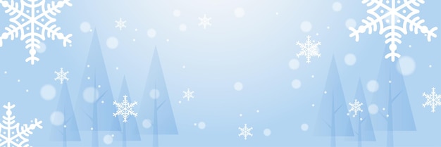 Bannière De Noël Bleue Et Blanche Avec Des Flocons De Neige Bonne Noël Et Bonne Année Bannière D'accueil Arrière-plan Horizontal De La Nouvelle Année En-têtes Affiches Cartes Site Web Illustration Vectorielle