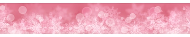 Bannière De Noël De Flocons De Neige Flous Sur Fond Rose