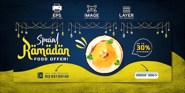 Bannière De Nourriture Du Ramadan Et Conception De Couverture Facebook Vecteur Premium