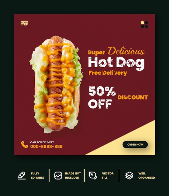 Bannière de nourriture de hot-dog
