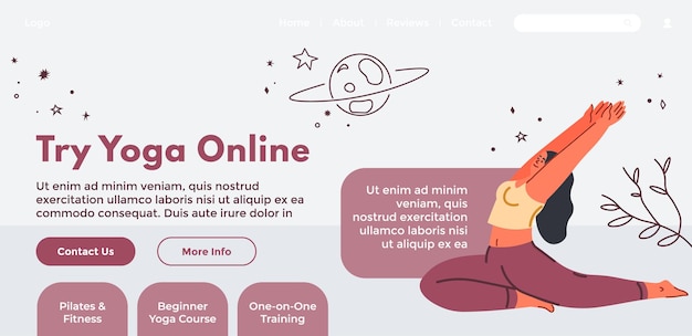 Vecteur une bannière offrant des cours de yoga en ligne