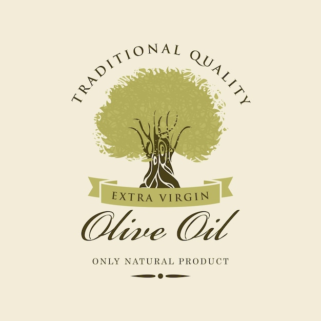 Bannière Avec Olivier Et Huile D'olive étiquetée