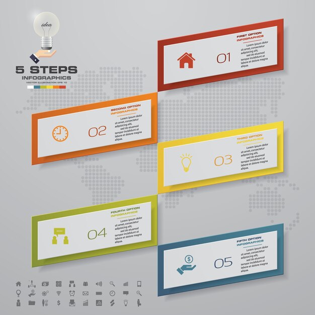 Bannière D'option En 5 étapes Pour La Présentation.