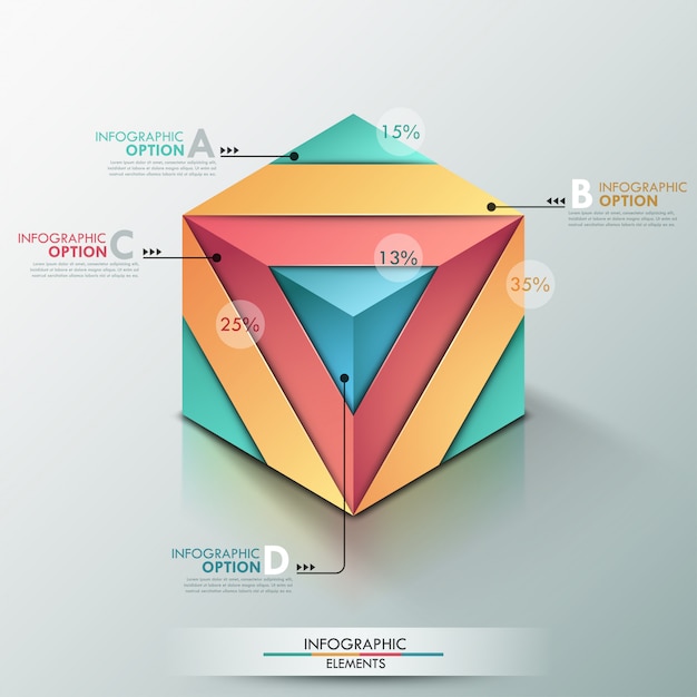 Bannière D'options Infographie Moderne 3d Avec Cube Réaliste