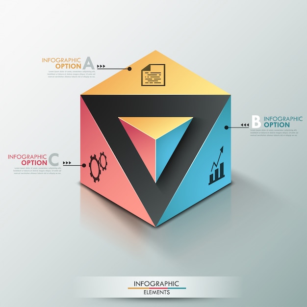 Bannière D'options Infographie Moderne 3d Avec Cube Réaliste