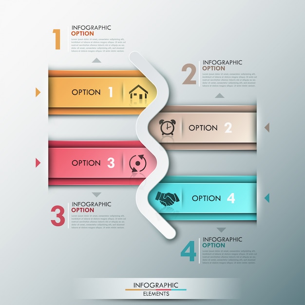 Bannière D'options D'infographie Moderne Avec 4 Flèches