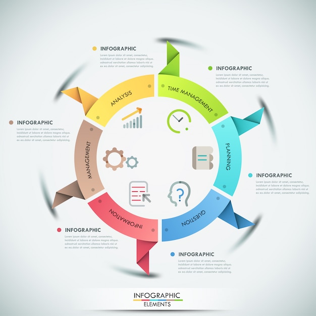 Bannière D'options D'infographie Moderne Avec 6 Rubans