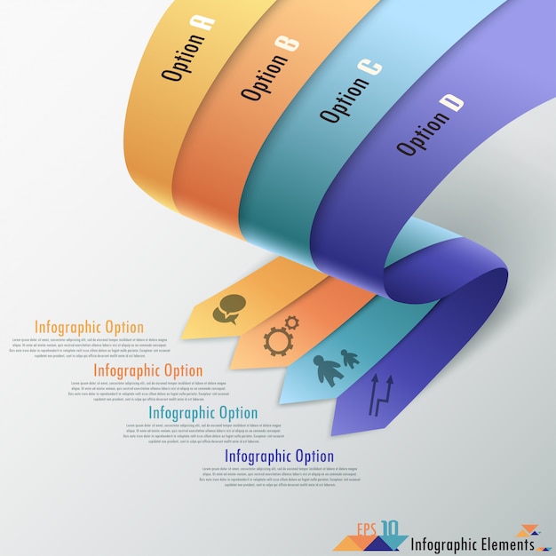 Bannière D'options D'infographie Moderne Avec Des Rubans