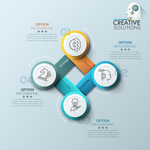 Bannière D'options D'infographie En Spirale Moderne