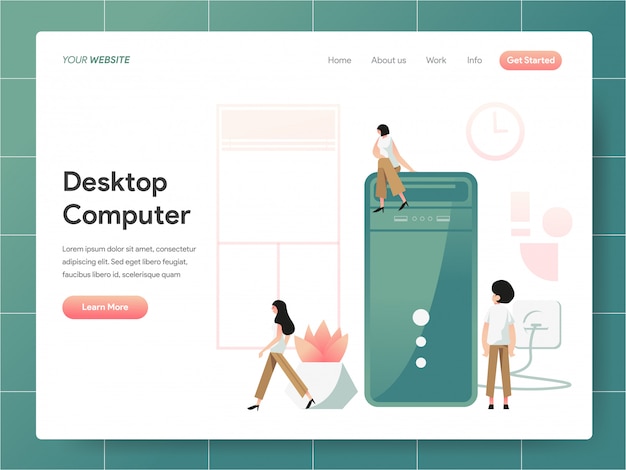 Vecteur bannière d'ordinateur de bureau de la page de destination concept