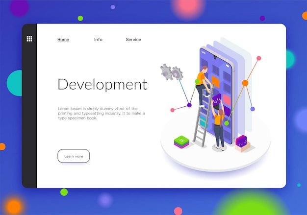 Bannière ou page de destination isométrique de développement de codage de programmation