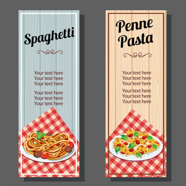 Bannière De Pâtes Spaghetti Et Penne