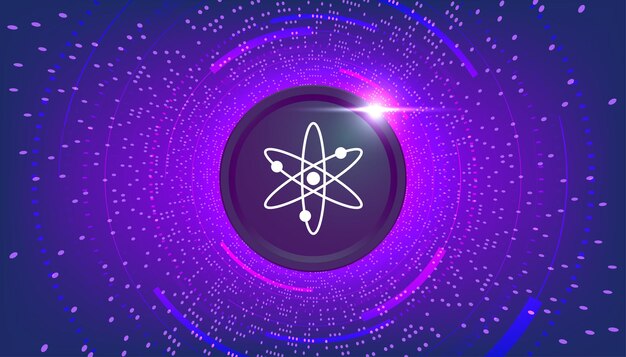 Bannière de pièce de monnaie Cosmos ATOM Fond de bannière de concept de crypto-monnaie de pièce de monnaie ATOM