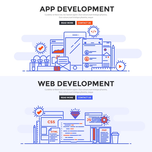 Bannière plate Développement d'applications et développement Web