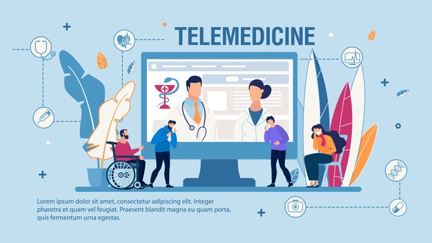 Bannière Plate De Télémédecine Et D'aide Médicale De Qualité