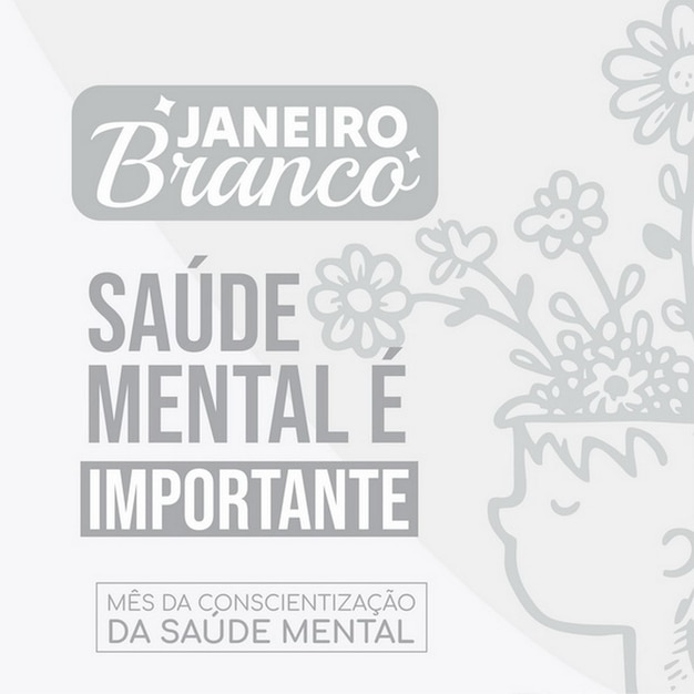 Bannière En Portugais Blanc Janvier Prévention Mentale Brésil Campanha Janeiro Branco