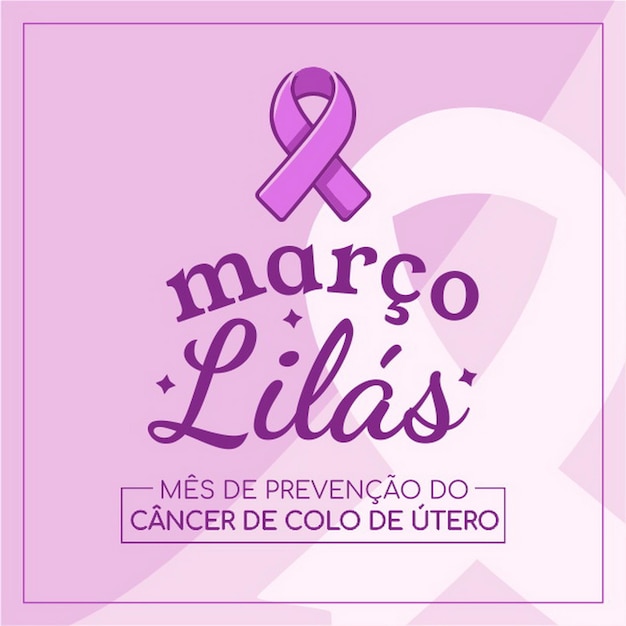 Vecteur bannière en portugais le lilas marche de prévention au brésil campagne marco lilas le cancer de l'utérus