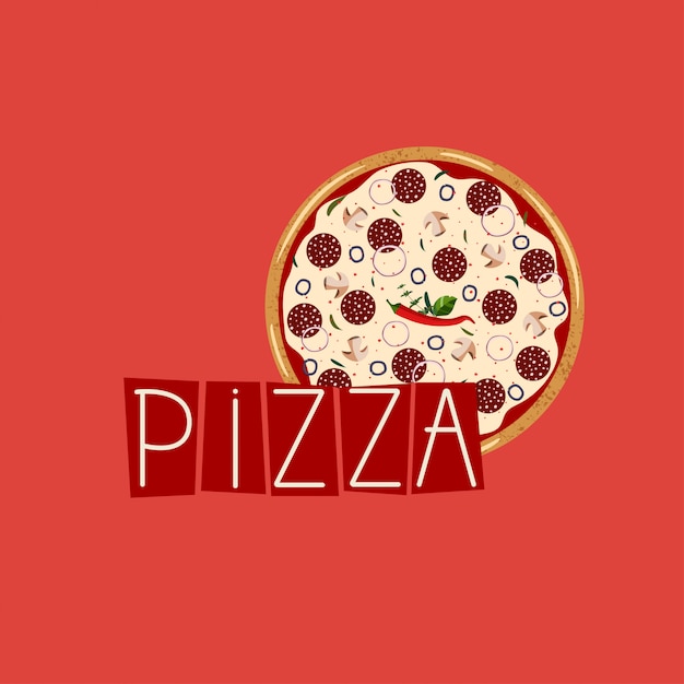Bannière Pour Boîte à Pizza. Fond Avec Pizza Au Pepperoni Entier.