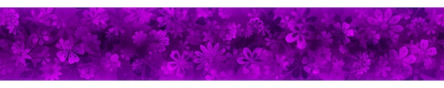 Bannière De Printemps De Diverses Fleurs Aux Couleurs Violettes Avec Répétition Horizontale Sans Couture