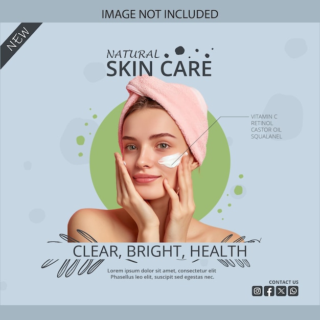 Bannière de produits naturels pour le soin de la peau