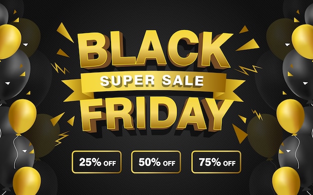 Vecteur bannière promo black friday super sale