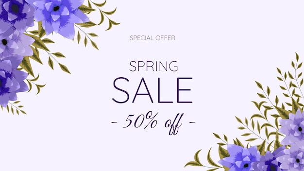 Bannière Promotionnelle Des Soldes De Printemps. Beau Fond De Cadre De Fleur Modifiable