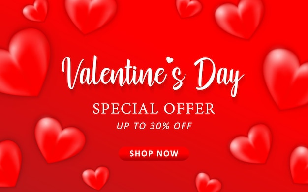 Bannière promotionnelle de vente Saint Valentin