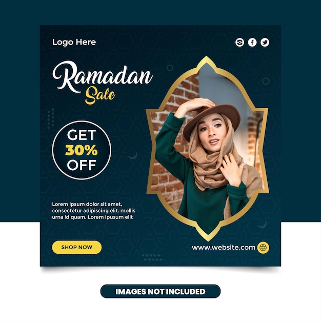 Vecteur bannière de publication sur les médias sociaux de vente du ramadan