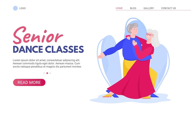 Bannière Publicitaire De Cours De Danse Pour Personnes âgées Avec Danse De Salon De Vieux Couple Heureux