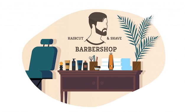 Vecteur bannière publicité barbershop haircut and shave.